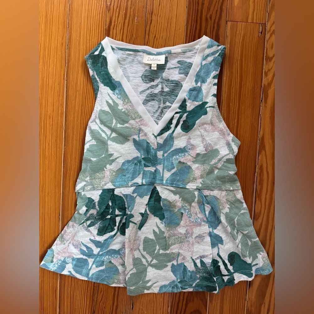 Anthropologie Deletta Floral Peplum Top
